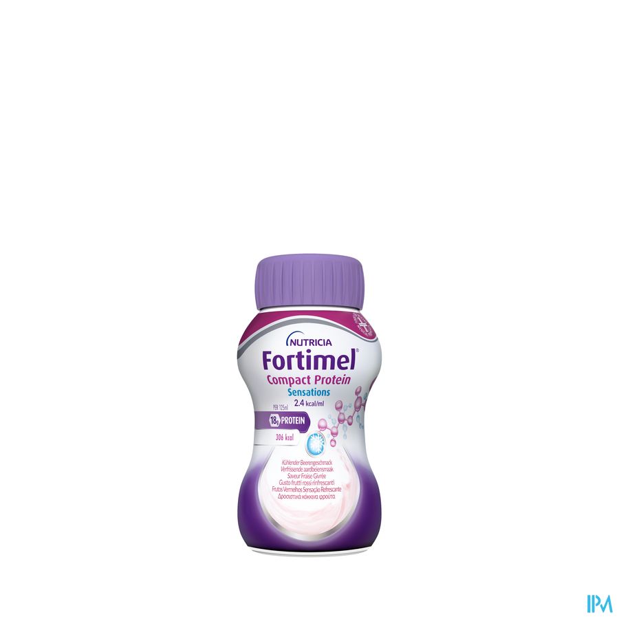 Fortimel Compact Protein 2.4kcal Saveur Fraise Givree Complément Nutritionnel Dénutrition Bouteilles 4x125ml