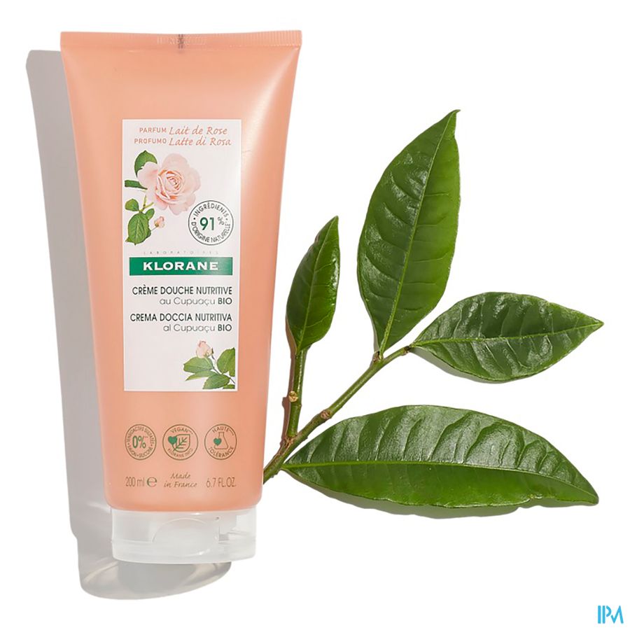 Klorane - Crème douche au Cupuaçu BIO - Lait de Rose - Peau sèche