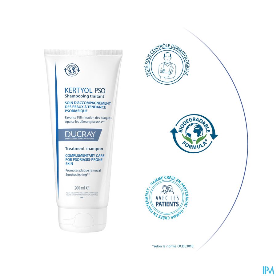 Ducray KERTYOL P.S.O. Shampooing traitant - Soin d'accompagnement des peaux à tendances psoriasique