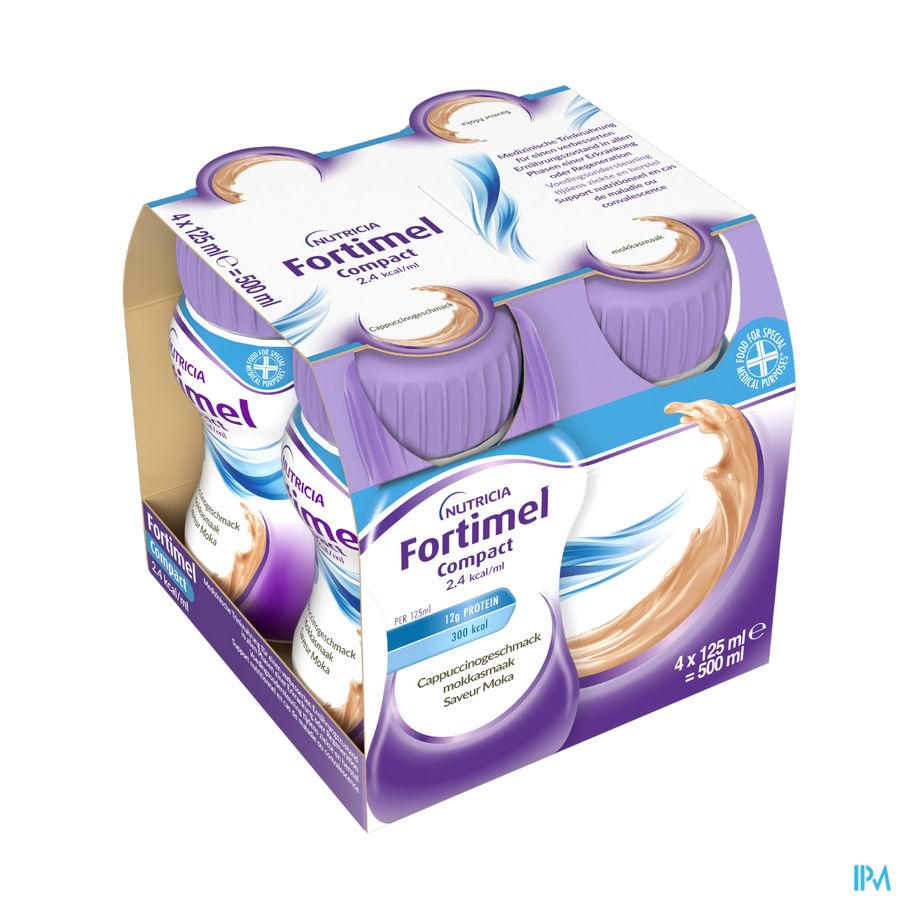 Fortimel Compact 2.4kcal Arôme Moccha Complément Nutritionnel Dénutrition Bouteilles 4x125ml