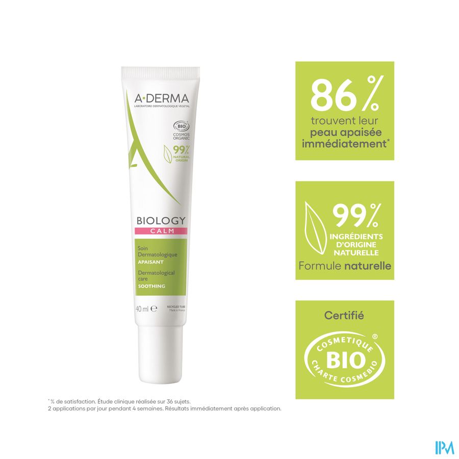 A-DERMA - BIOLOGY CALM SOIN DERMATOLOGIQUE APAISANT - Crème apaisante visage - BIOLOGY