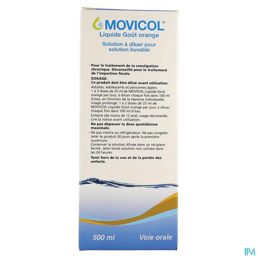 Movicol Liquide Gout Orange Sol Dil Buvable 500ml
