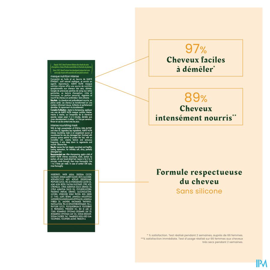 René Furterer - Masque nutrition intense - Masque nourrissant d'exception au beurre de Karité - KARITE NUTRI