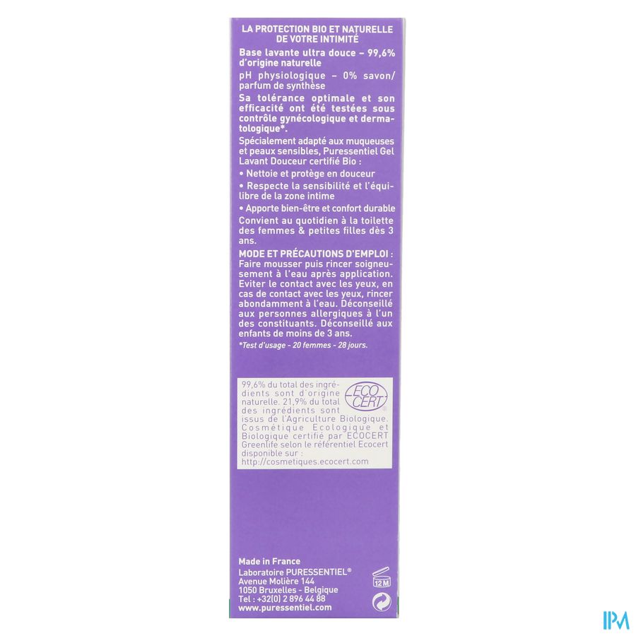 Puressentiel Hygiene Int.gel Lav.douceur Bio 500ml