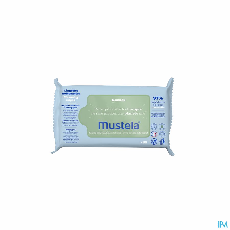 Mustela lingettes nettoyantes à l'avocat Bio 60 pcs