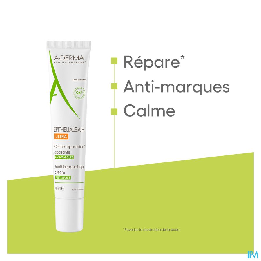 A-DERMA - EPITHELIALE A. H. ULTRA CRÈME RÉPARATRICE APAISANTE - Soin cicatrisant anti-marques, anti-douleur, Post-peeling, post-laser