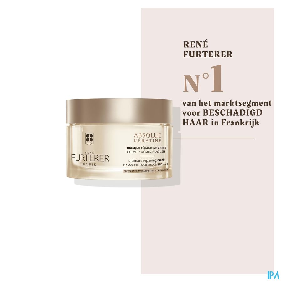 René Furterer Masque réparateur ultime - Cheveux normaux à fins  - Masque à la Kératine pour cheveux abimés - ABSOLUE KERATINE