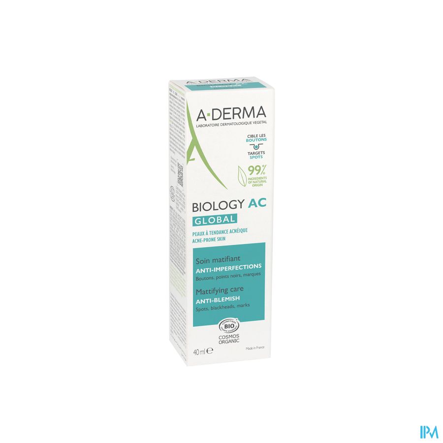 A-DERMA BIOLOGY AC GLOBAL - Crème hydratante visage anti-imperfections, anti-marques, acné