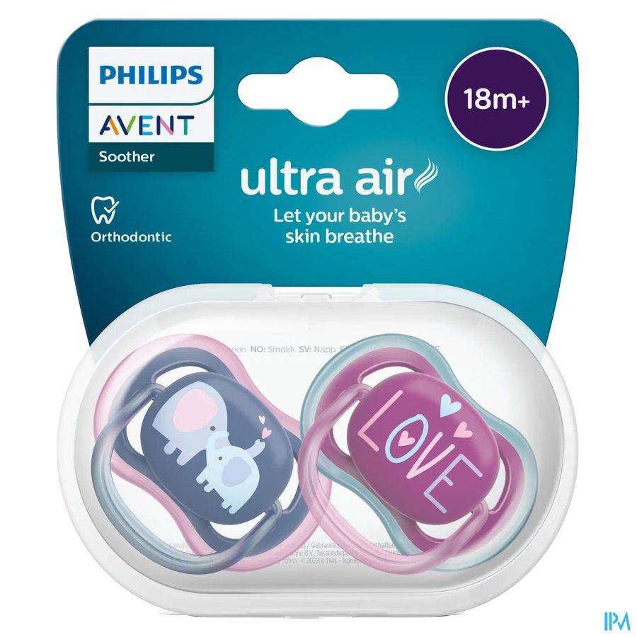 Philips Avent Sucette +18m Ultra Air Elephant&love