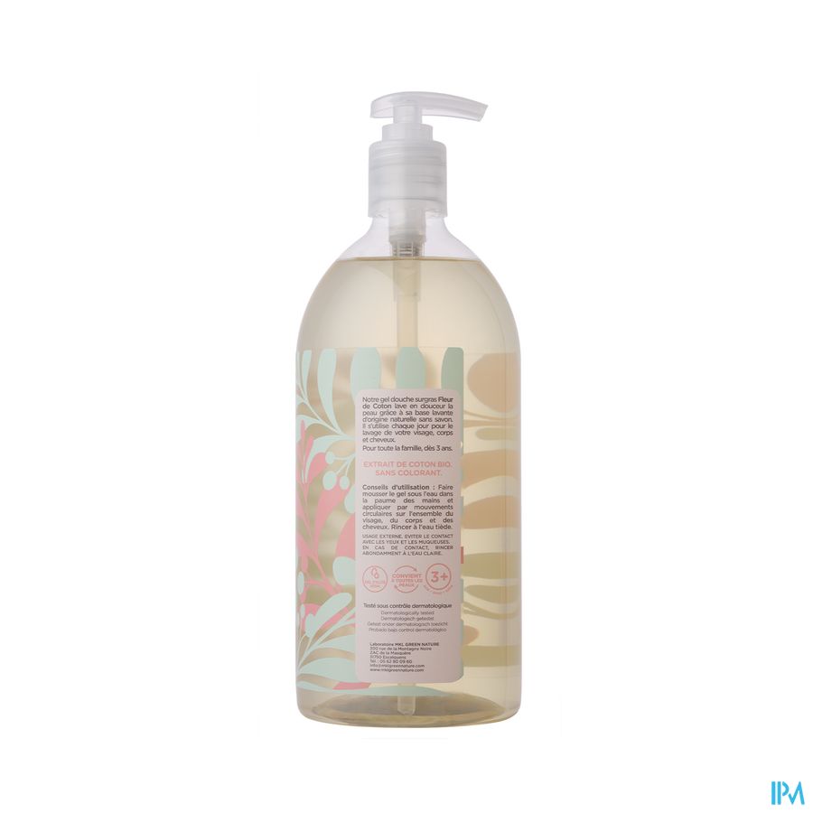 Mkl Gel Douche Bio Fleur Coton Fl Pompe 1l