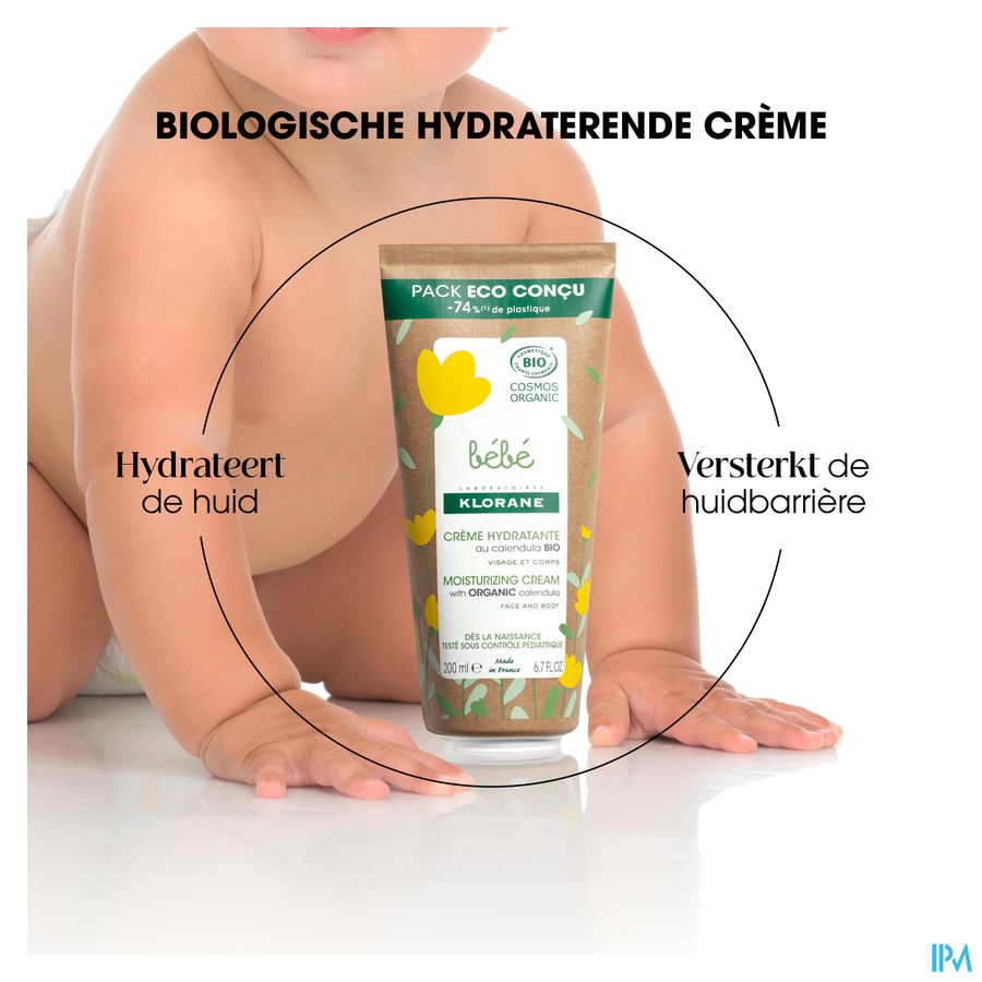 Klorane Crème hydratante certifiée BIO au Calendula - Visage et Corps - Bébé