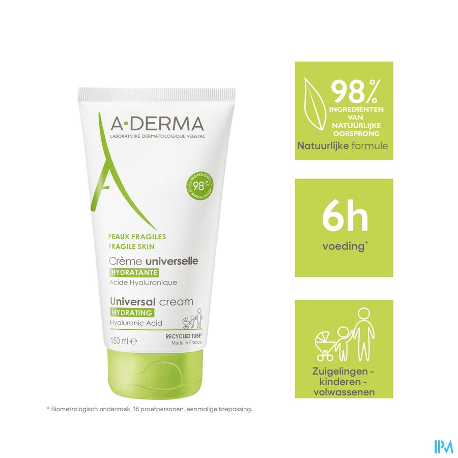 A-DERMA - LES INDISPENSABLES CRÈME UNIVERSELLE HYDRATANTE - À l'acide hyaluronique et beurre de karité - Peaux Fragiles