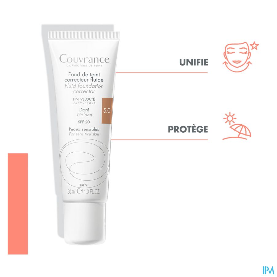 Eau Thermale Avène - Couvrance Fond de teint correcteur fluide Doré