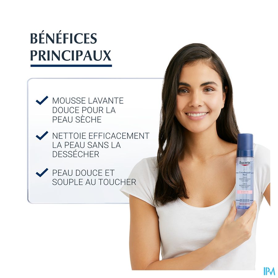 UreaRepair Plus 5% Mousse Lavante à l'Urée Parfum Apaisant Peau Sèche et Rugueuse avec pompe Visage et Corps 200ml