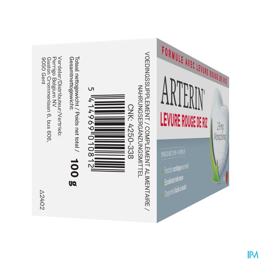 Arterin® Levure Rouge De Riz 2,9 Mg De Monacolines 180 Comprimés