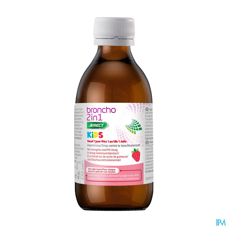 Broncho® 2 in 1Kids Sirop Contre La Toux Goût De Fraise- Toux Sèche, Toux Grasse