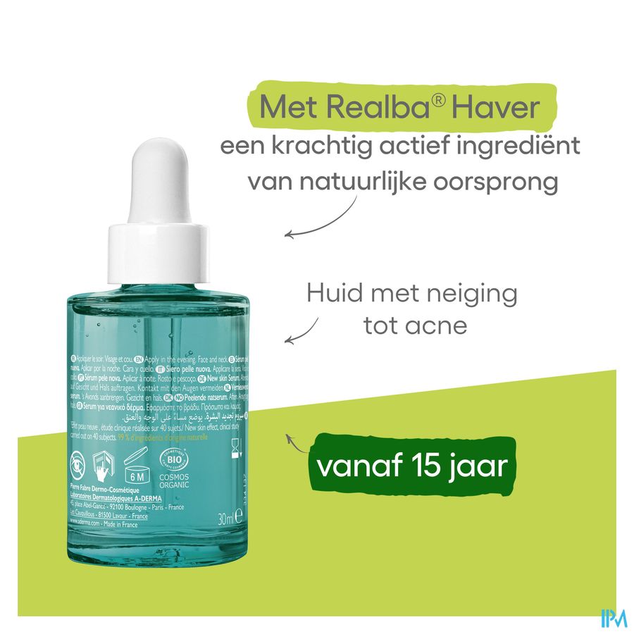 A-DERMA  BIOLOGY AC NIGHT-PEEL Sérum anti-imperfections - Effet peau neuve - Points noirs, acné