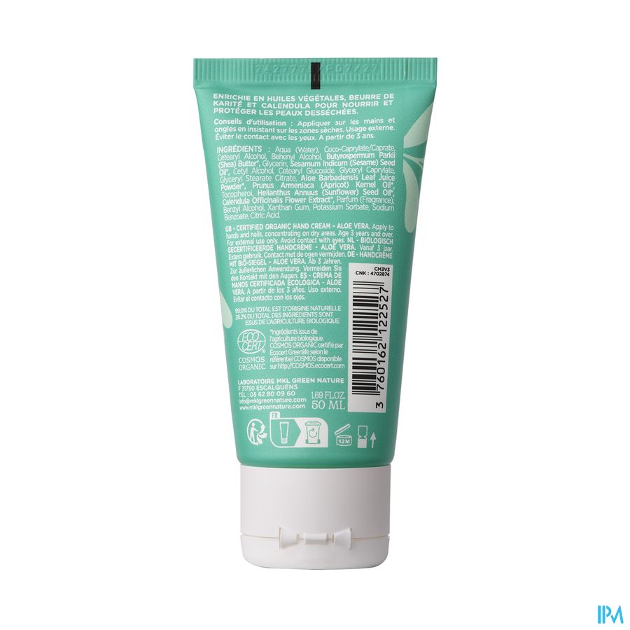 Mkl Creme Mains Aloe Vera Bio Tube 50ml
