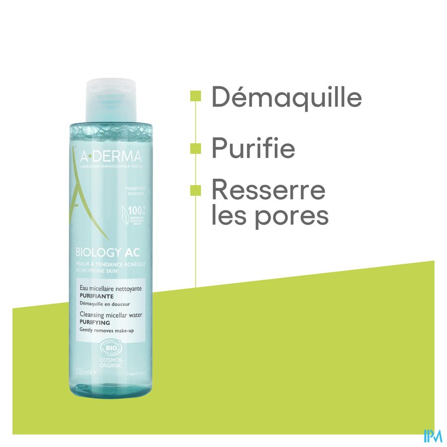 A-DERMA BIOLOGY AC EAU MICELLAIRE - Peau mixte, grasse à tendance acnéique, anti-imperfections