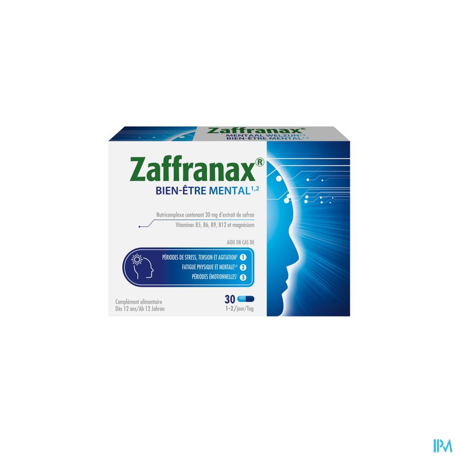 Zaffranax® Bien-être Mental 30 Gélules - Stress (4), Fatigue (3), Émotionnel (1)