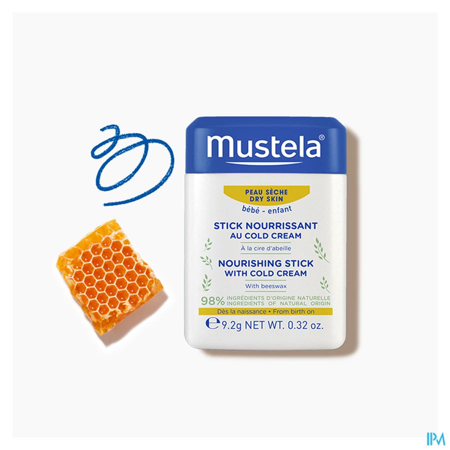 Mustela stick nourrissant au cold cream - peau sèche 9,2g