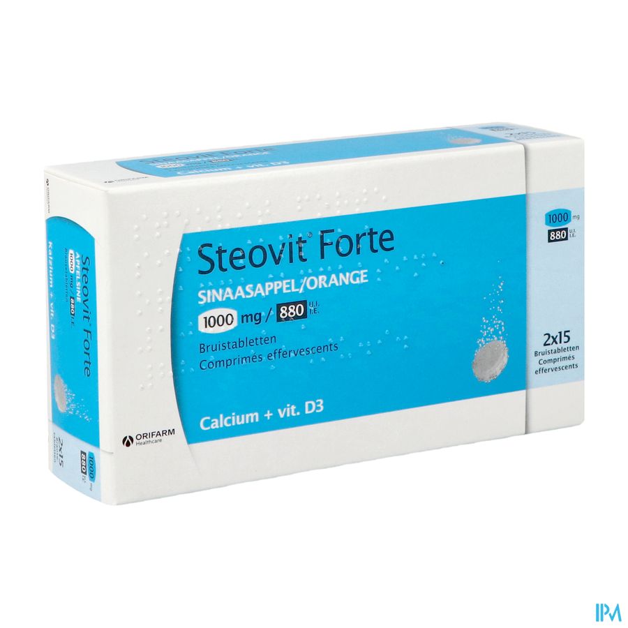 Steovit Forte Orange 1000mg/880 U.I. Calcium & Vit D 30 comprimés effervescents
