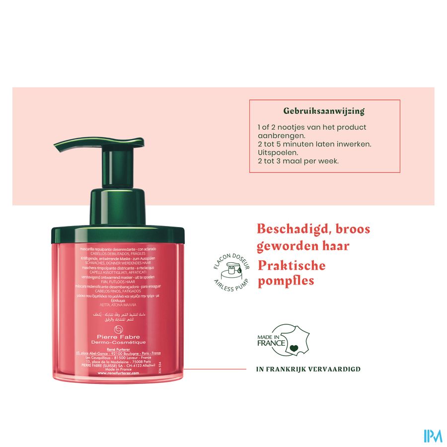René Furterer - Masque repulpant démêlant - Masque densifiant pro-jeunesse - TONUCIA NATURAL FILLER