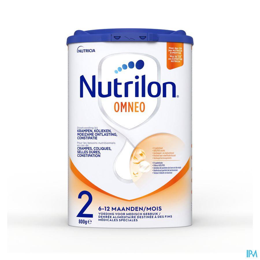 Nutrilon Omneo 2 | Crampes, Coliques, Selles dures, Constipation | Lait Bébé 6-12 mois  | Lait en Poudre pour Biberon | Boite 800g