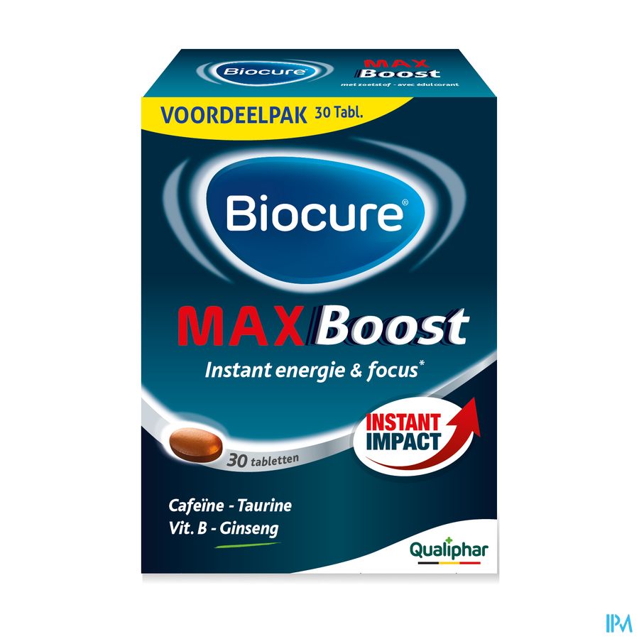 Biocure MAX Energie instantanée, concentration, vitamine - 30 comprimés