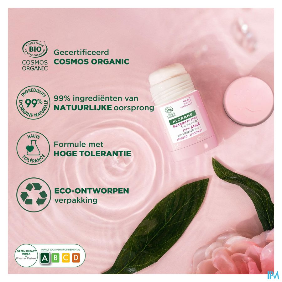 Klorane — Masque en Stick Apaisant à la Pivoine BIO — Peaux sensibles