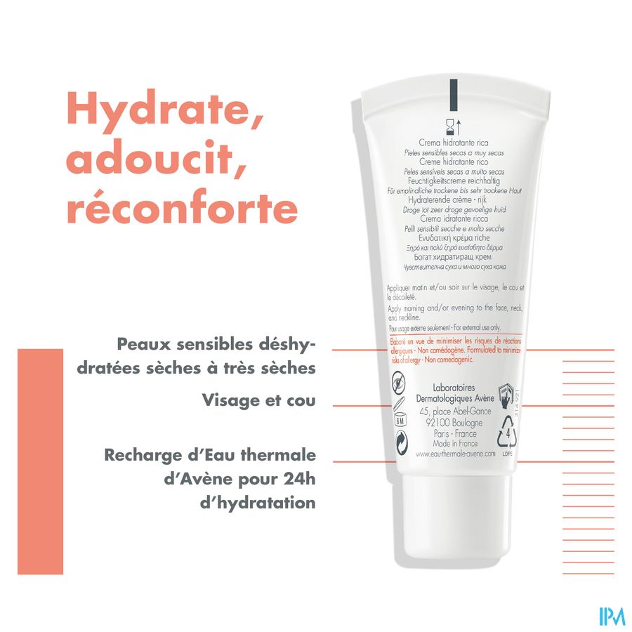 Avène Hydrance riche Crème hydratante Peau sensible 40ml