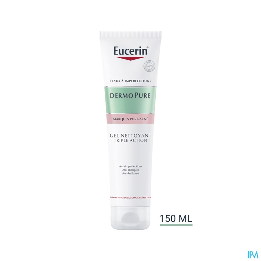 Eucerin DermoPure Gel Nettoyant Triple Action Marques Post-Acné Peau à Imperfections 150ml