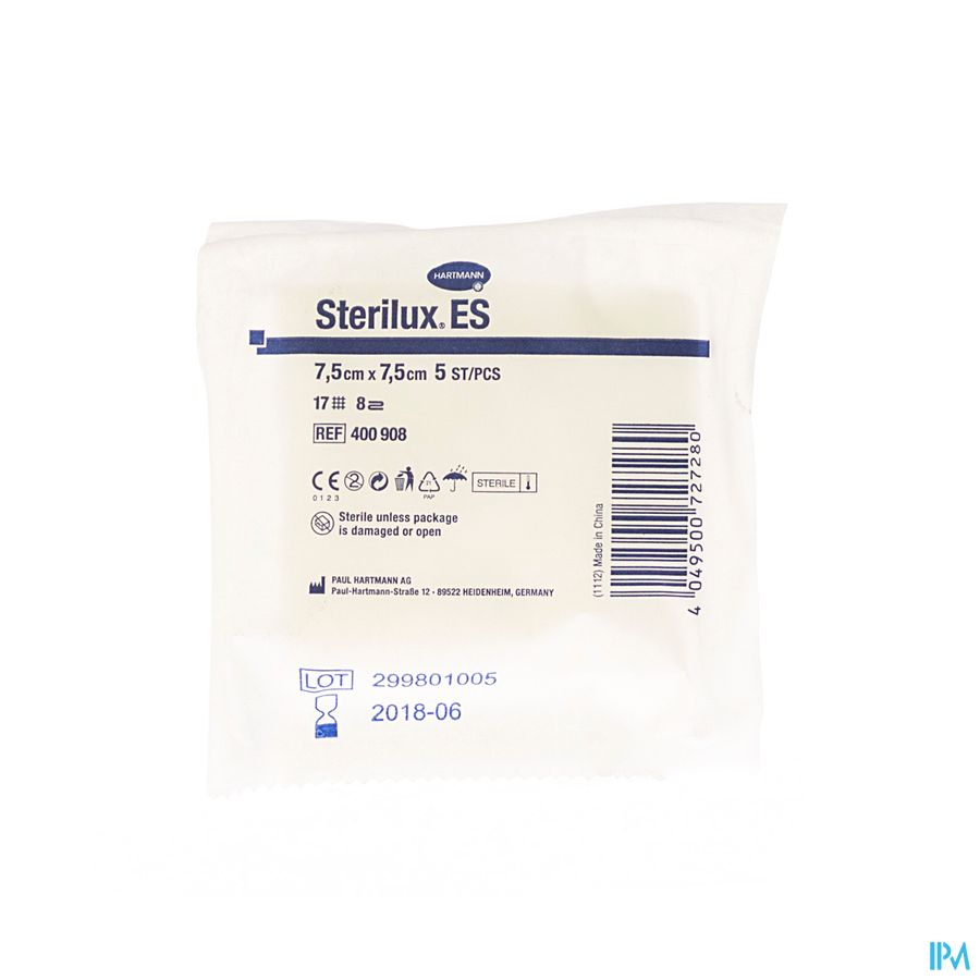 Sterilux Es 7,5x7,5cm 8pl.st. 30x5 P/s