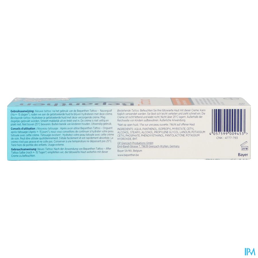 Bepanthen Tattoo Creme Soins Tube 100g