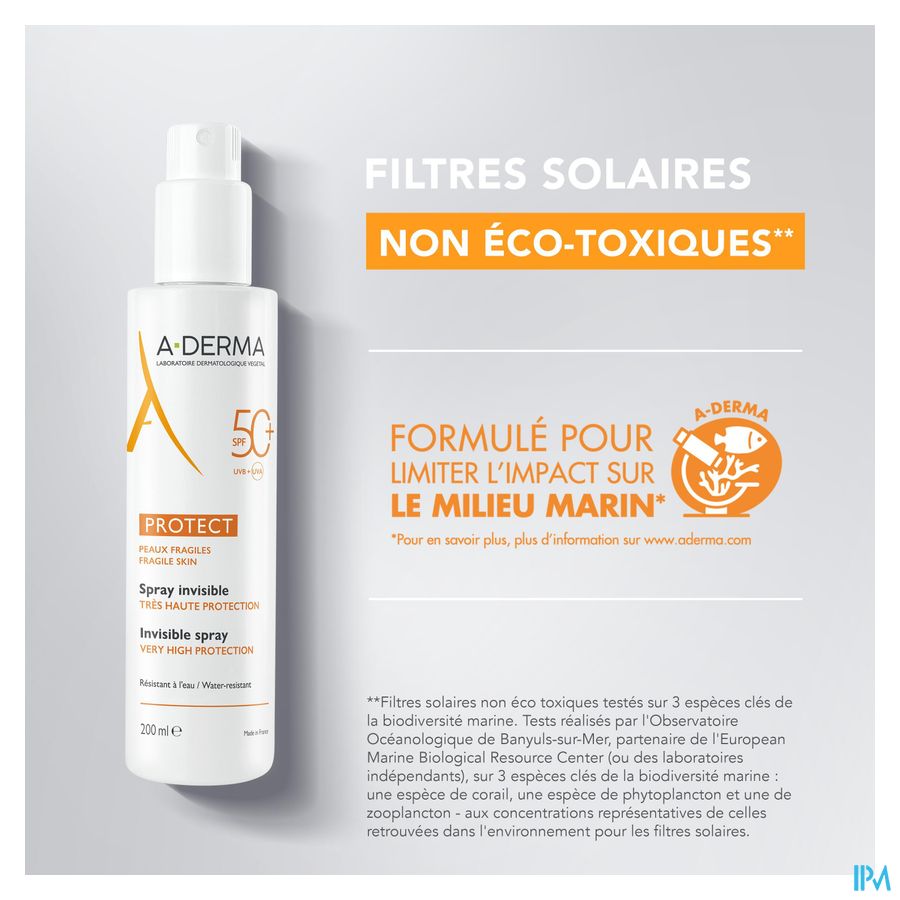 A-DERMA Spray solaire invisible SPF50+ PROTECT