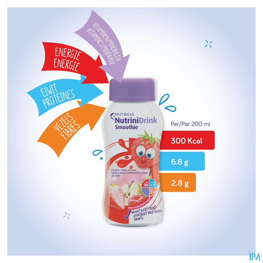 NutriniDrink Smoothie Goût Fruits Rouges Bouteille 200ml