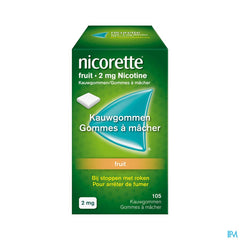 Nicorette® Fruit Gomme à Mâcher — pour arrêter de fumer — 105 pièces, 2 mg de nicotine