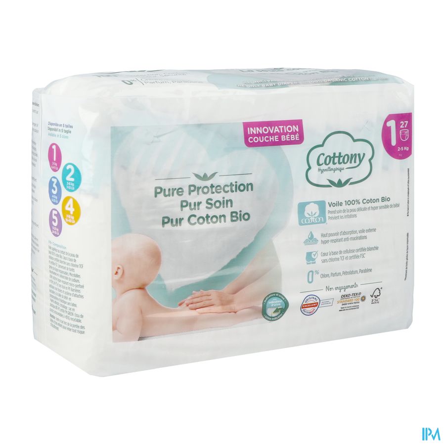 Cottony Baby Diapers Size 1 2,5kg 27