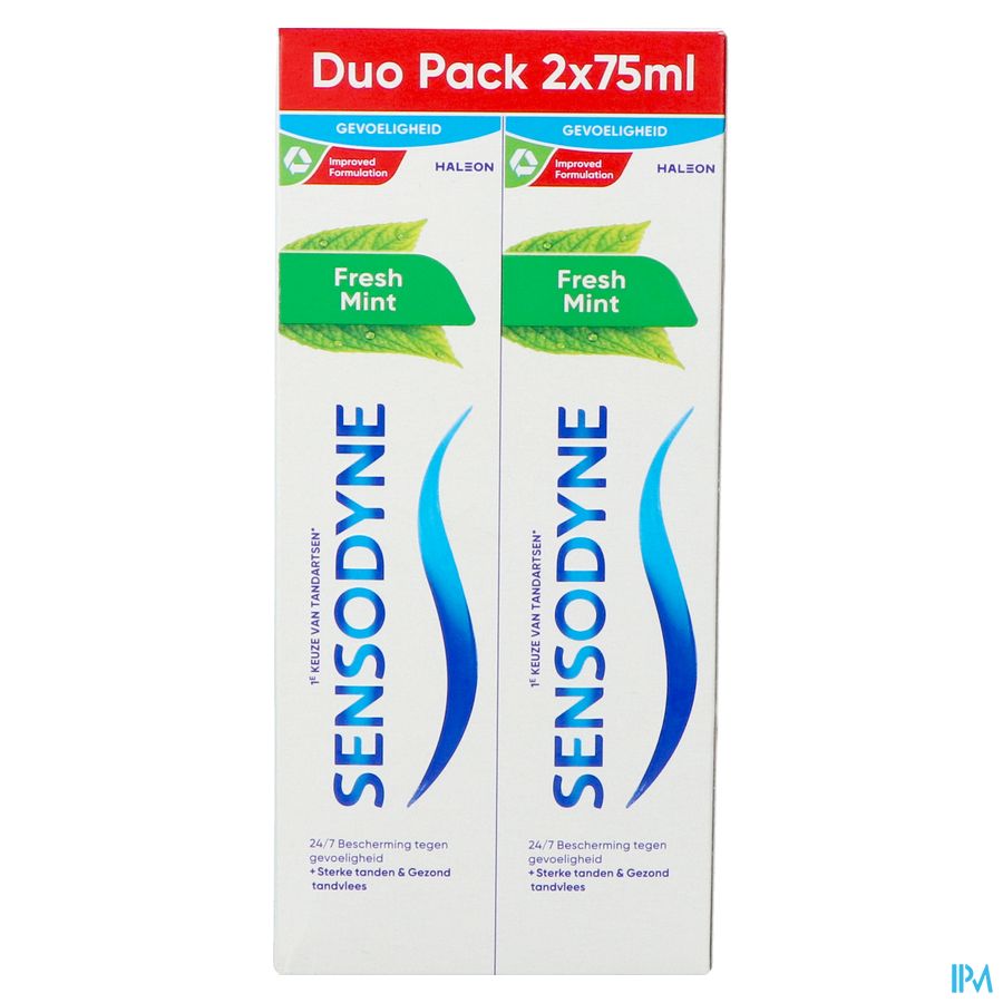 Sensodyne Fresh Mint Dentifrice Tube 2x75ml