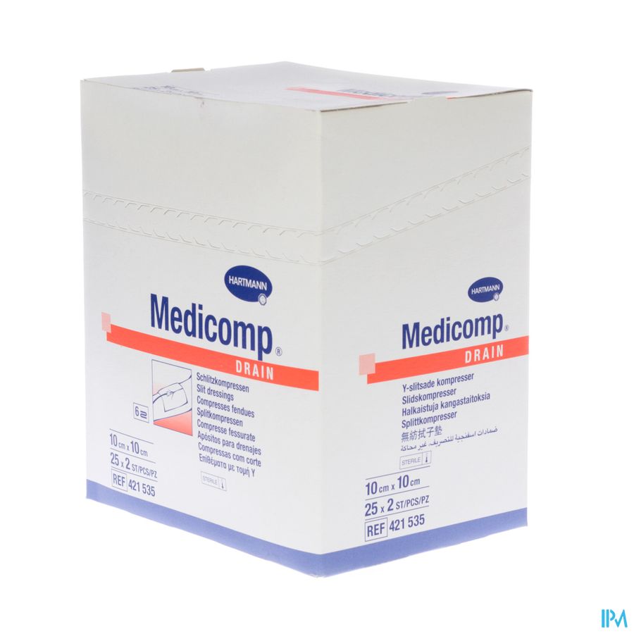 Medicomp Drain 10x10cm 6pl St 25x2 P/s