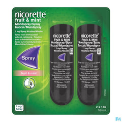 Nicorette® Spray Fruit & Mint — pour arrêter de fumer — duopack 2 x 13,2 ml, 1 mg de nicotine