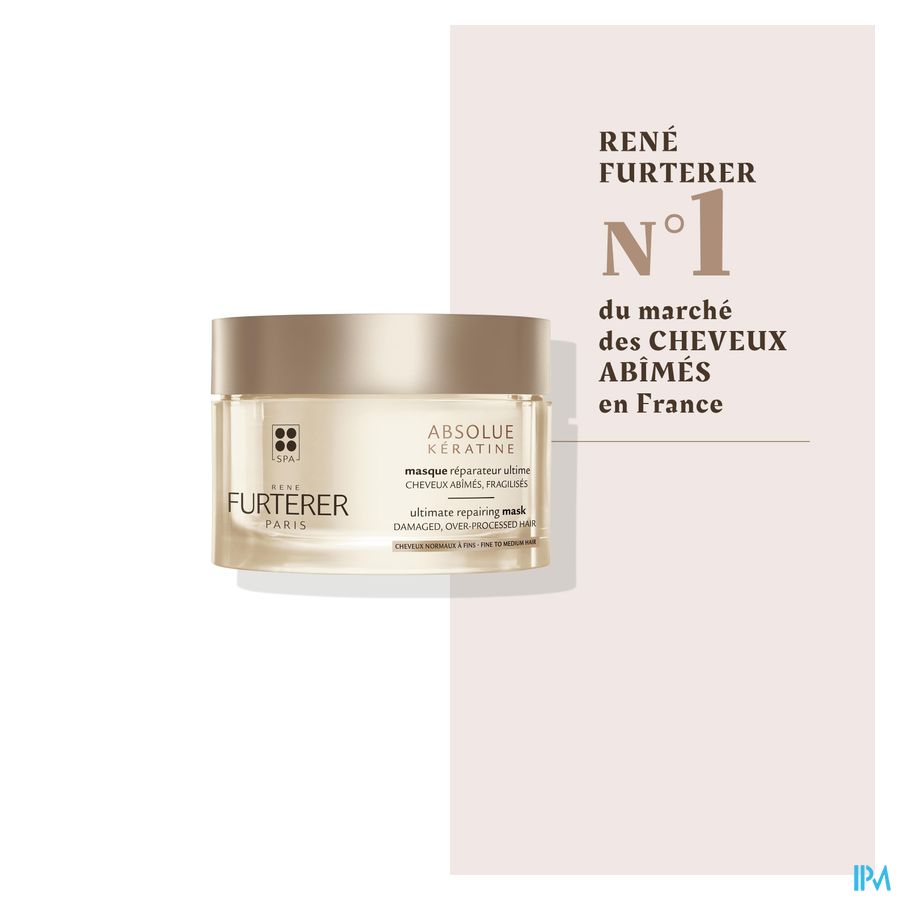 René Furterer Masque réparateur ultime - Cheveux normaux à fins  - Masque à la Kératine pour cheveux abimés - ABSOLUE KERATINE