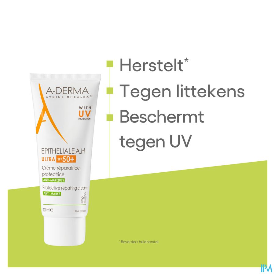 A-DERMA - EPITHELIALE A.H ULTRA SPF50+ CREME REPARATRICE ET PROTECTRICE ANTI-MARQUES - Peaux fragilisées, anti-marques cicatricielles et pigmentaires, post-acte dermatologique ou esthétique superficiel 100ml