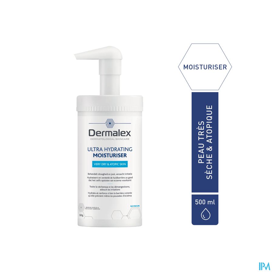 Dermalex® Crème Ultra Hydratante – Peau Très Sèche & Atopique – 500 ml