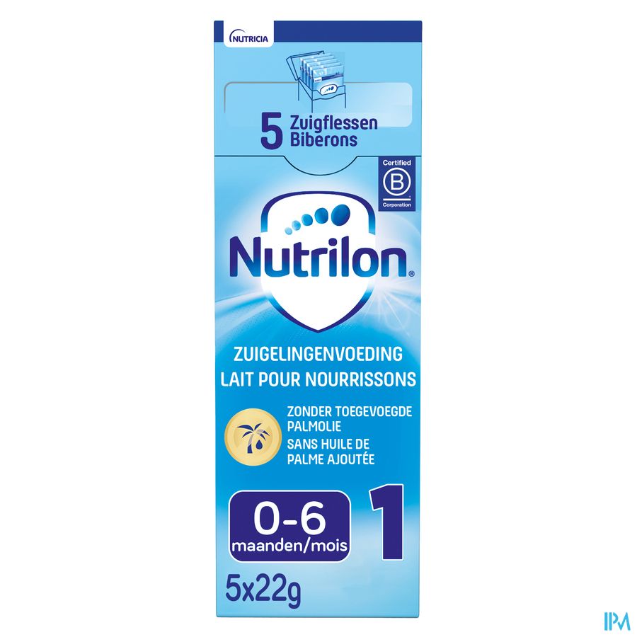 Nutrilon 1 | Lait pour Nourrissons Bébé 0-6 mois  | Lait en Poudre pour Biberon | Sachets 5x23g