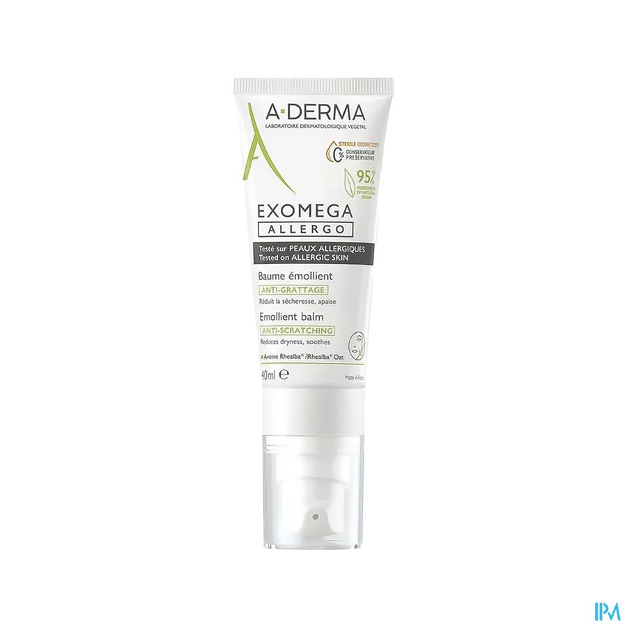 A-DERMA — EXOMEGA ALLERGO - BAUME ÉMOLLIENT COSMETIQUE STERILE -  Peaux allergiques anti-grattage démangeaisons