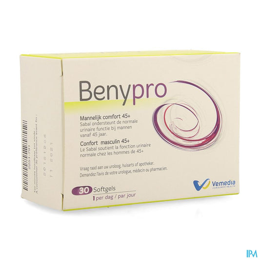 Benypro 30 gélules - soutient la fonction urinaire normale chez les hommes, pour le maintien de la prostate normale