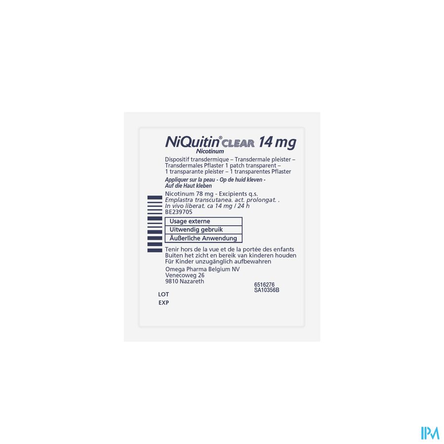 Niquitin® Clear Patch 14 Mg 21 P. – Arrêter De Fumer – 24H Sans Besoin