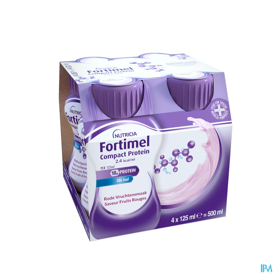 Fortimel Compact Protein 2.4kcal Saveur Fruits Rouges Complément Nutritionnel Dénutrition Bouteilles 4x125ml