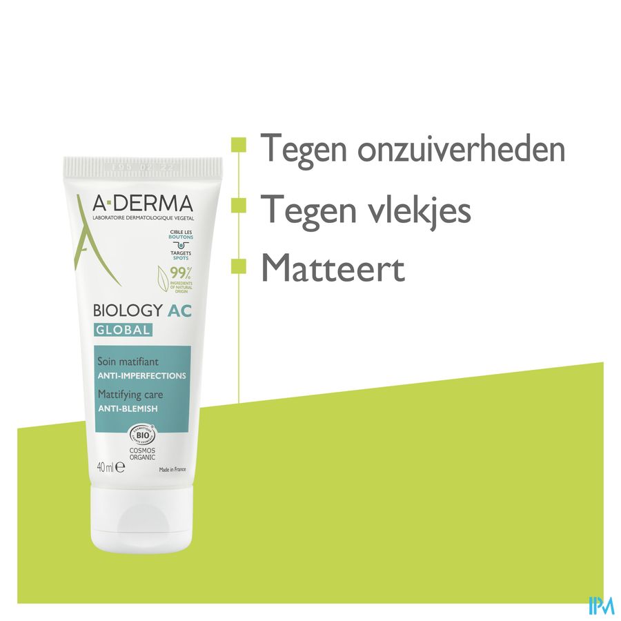 A-DERMA BIOLOGY AC GLOBAL - Crème hydratante visage anti-imperfections, anti-marques, acné